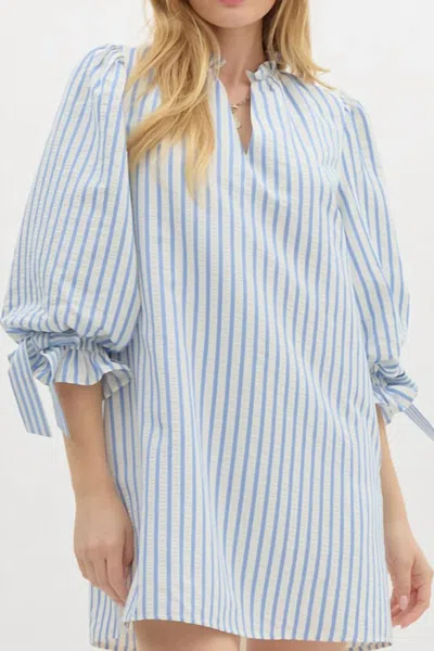 Entro Stripe Pullover Dress In Sky Blue