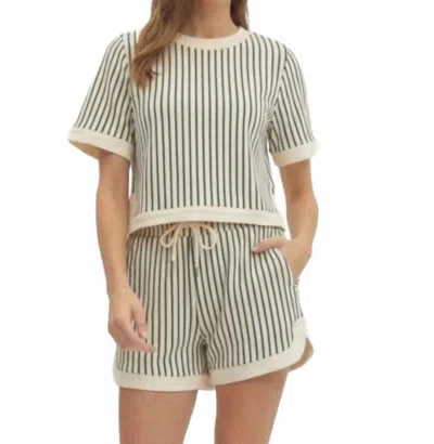 Entro Stripe Short Set In Green