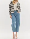 Entro Striped Cardigan In Black/cream In Black