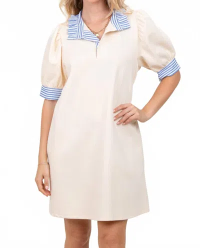 Entro Striped Collar Shirt Dress - Plus Size In Cream In White