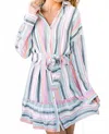 Entro Striped Collared Dress In Multi In Multi