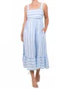 Entro Striped Dress With Tie Back In Blue/white In Blue