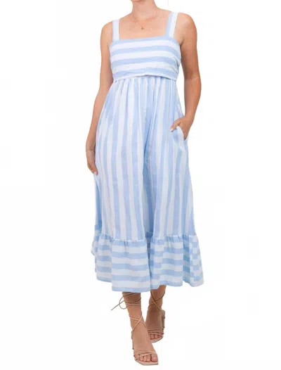 Entro Striped Dress With Tie Back In Blue/white