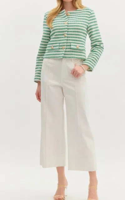 Entro Striped Jacket In Green
