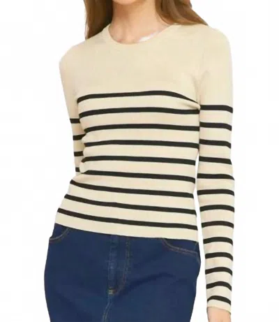 Entro Striped Long Sleeve Sweater In Beige/black In Neutral