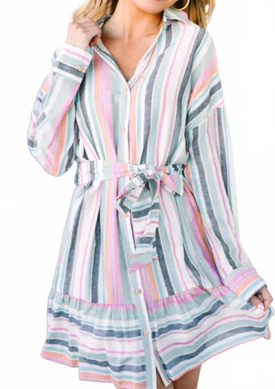 Entro Striped Midi Dress In Multi