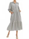 Entro Striped Midi Dress In Navy In Multi