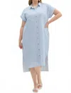 Entro Striped Midi Shirt Dress In Light Blue In Blue