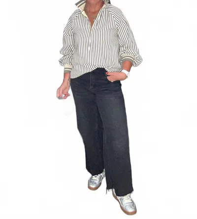 Entro Striped Monochrome Shirt In Beige In Blue