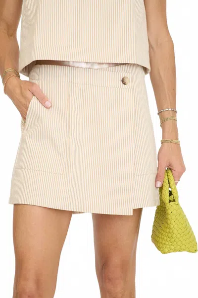 Entro Striped Overlap Skort In Oatmeal In Neutral