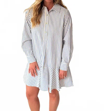 Entro Striped Shirt Dress In Blue