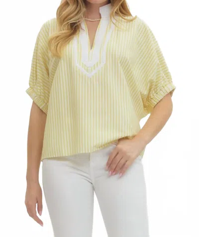 Entro Striped Short Dolman Sleeve Top In Yellow