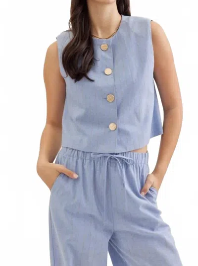 Entro Striped Sleeveless Cropped Vest In Blue In Purple
