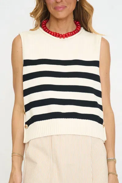 Entro Striped Sleeveless Knit Top In Cream In Multi
