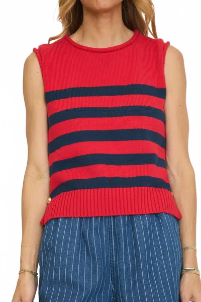 Entro Striped Sleeveless Knit Top In Red