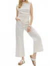 Entro Stud Embellished High Waisted Pants In Off White In White