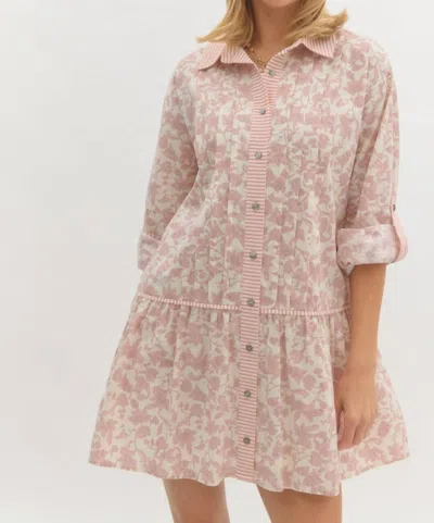 Entro Sunday Rosè Mini Dress In Beige In Pink