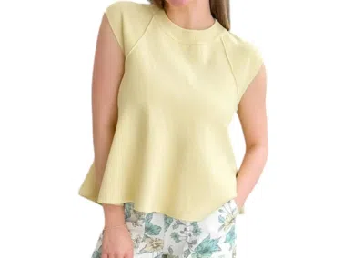 Entro Sunlit Frill Short Sleeve Sweater In Yellow