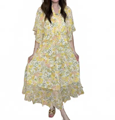 Entro Sunlit Meadow Maxi Dress In Yellow In Multi