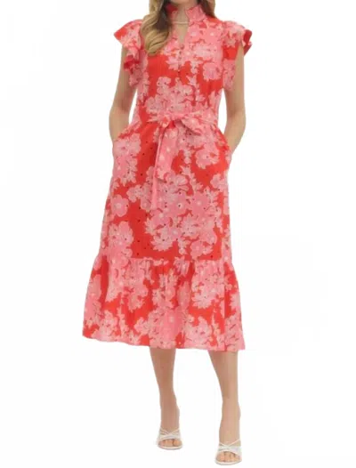Entro Sunset Blossom Dress In Red In Pink