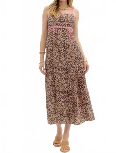 ENTRO SUTTON MIDI DRESS IN LEOPARD & PINK