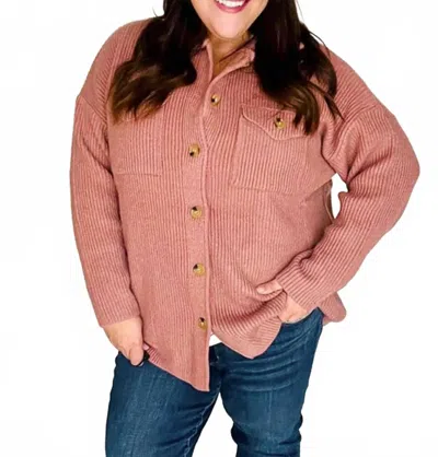 Entro Sweater Shacket - Plus In Mauve In Pink