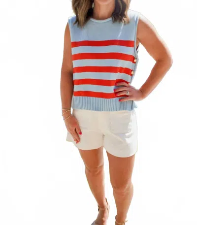 Entro Sweater Tank Top In Blue/red In Multi
