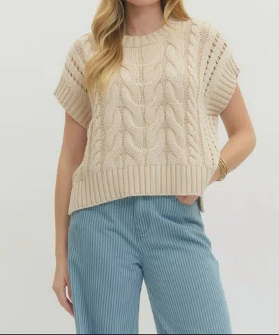 Entro Sweater Vest Top In Oatmeal In Neutral