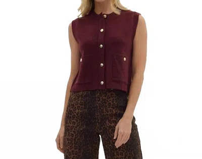 Entro Sweater Vest With Pockets In Wine Red In Multi