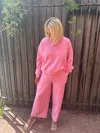 Entro Sweatshirt With Drawstring Pants In Hibiscus