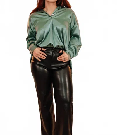 Entro Sweet Dream Long Sleeve Blouse In Seafoam In Green