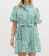 Entro Sweet Finish Floral Print Dress In Green In Green