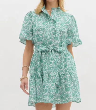 Entro Sweet Finish Floral Print Dress In Green