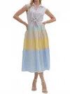 Entro Striped Midi Dress In Blue Multi In Multi