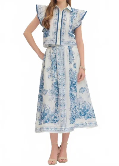 Entro Sweetest Top And Skirt Set In Blue And White