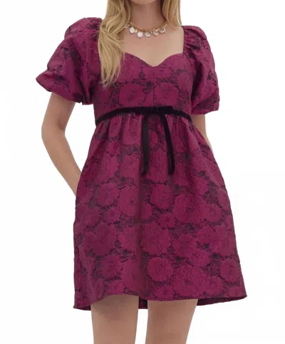 Entro Sweetheart Floral Dreams Dress In Magenta In Burgundy