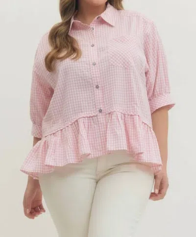 Entro Sweetheart Gingham Top In Pink