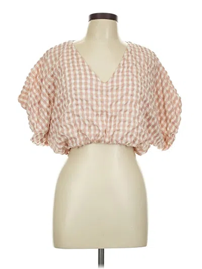 Pre-owned Entro Tank Top Tan Plunge Neckline Tops In Brown