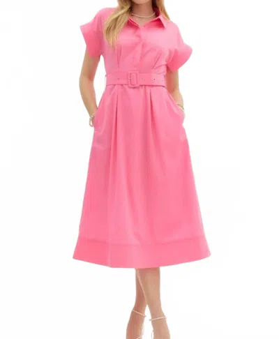 Entro Tell Me More Belted Dress In Pink
