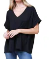 Entro Textured Babydoll Top - Plus Size In Black In Black