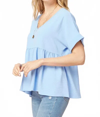 Entro Textured Babydoll Top In Blue