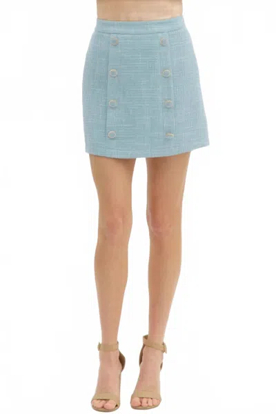 Entro Textured Band Mini Skirt In Light Blue