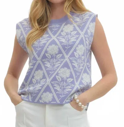 Entro Textured Diamond Knit Sleeveless Top In Periwinkle In Blue