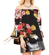 Entro Textured Floral Off The Shoulder Top In Black