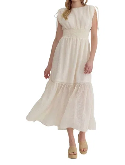 Entro Textured Midi Dress In Ivory In Multi