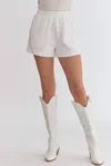 Entro Textured High Waist Shorts In White In White