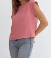 Entro Textured Top In Coral Pink In Multi