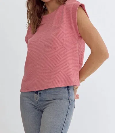 Entro Textured Top In Coral Pink In Multi