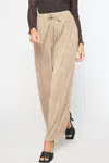Entro Textured Wide Leg Pant In Mocha In Beige