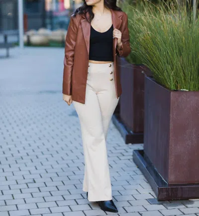 Entro The Sail Away High Waist Button Trousers In Oatmeal In Beige
